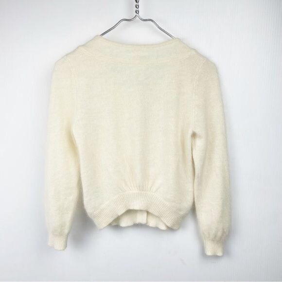 H&M Angora and wool blend ivory cardigan sweater front button 4 - Picture 2 of 6